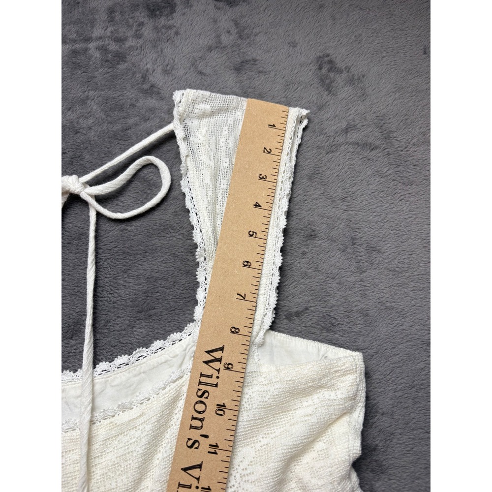 Free People Dress Womens L Large White Lace Smocked Side Button Boho Hippie - Picture 7 of 12